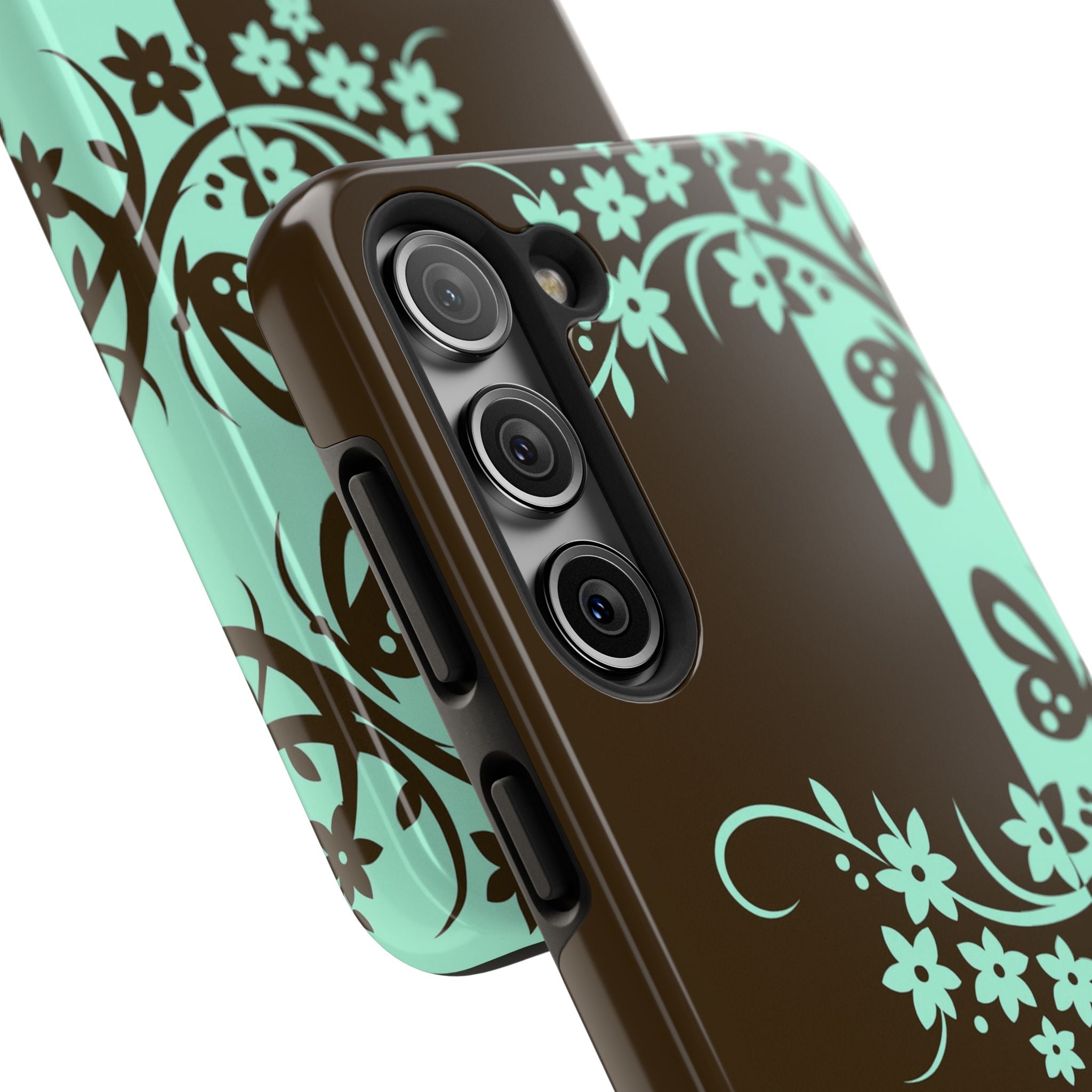 Y2K Floral Samsung Galaxy Case | Brown and Mint