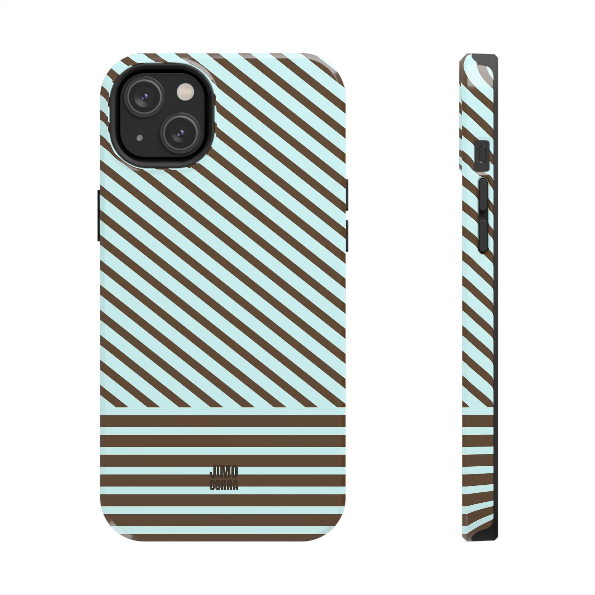 Asymmetrical Lines iPhone Case | Blue and Brown