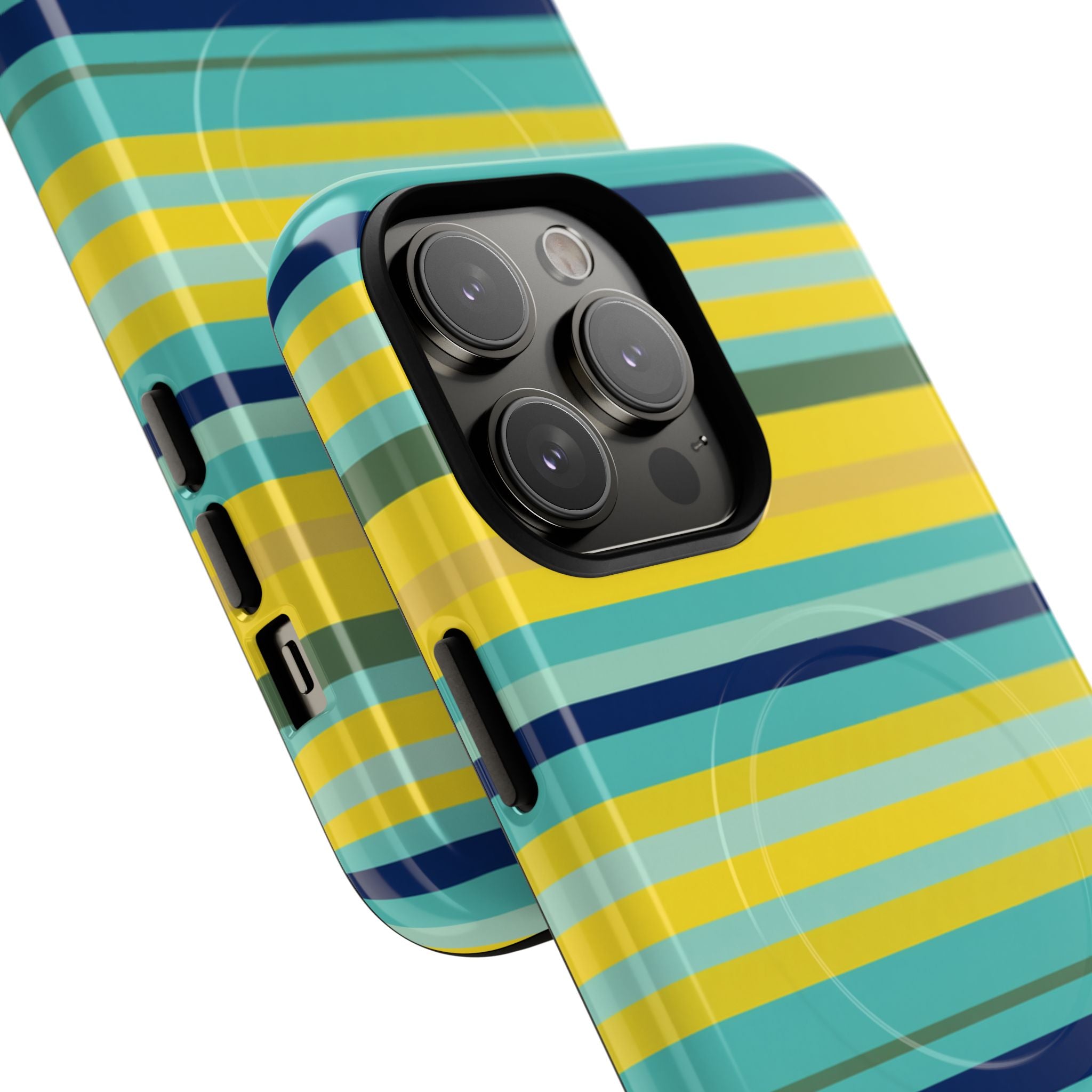 Blue Lemon Stripe MagSafe iPhone Case