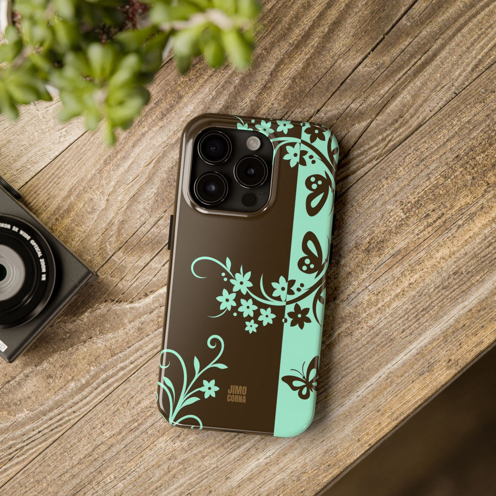 Y2K Floral iPhone Case | Brown and Mint