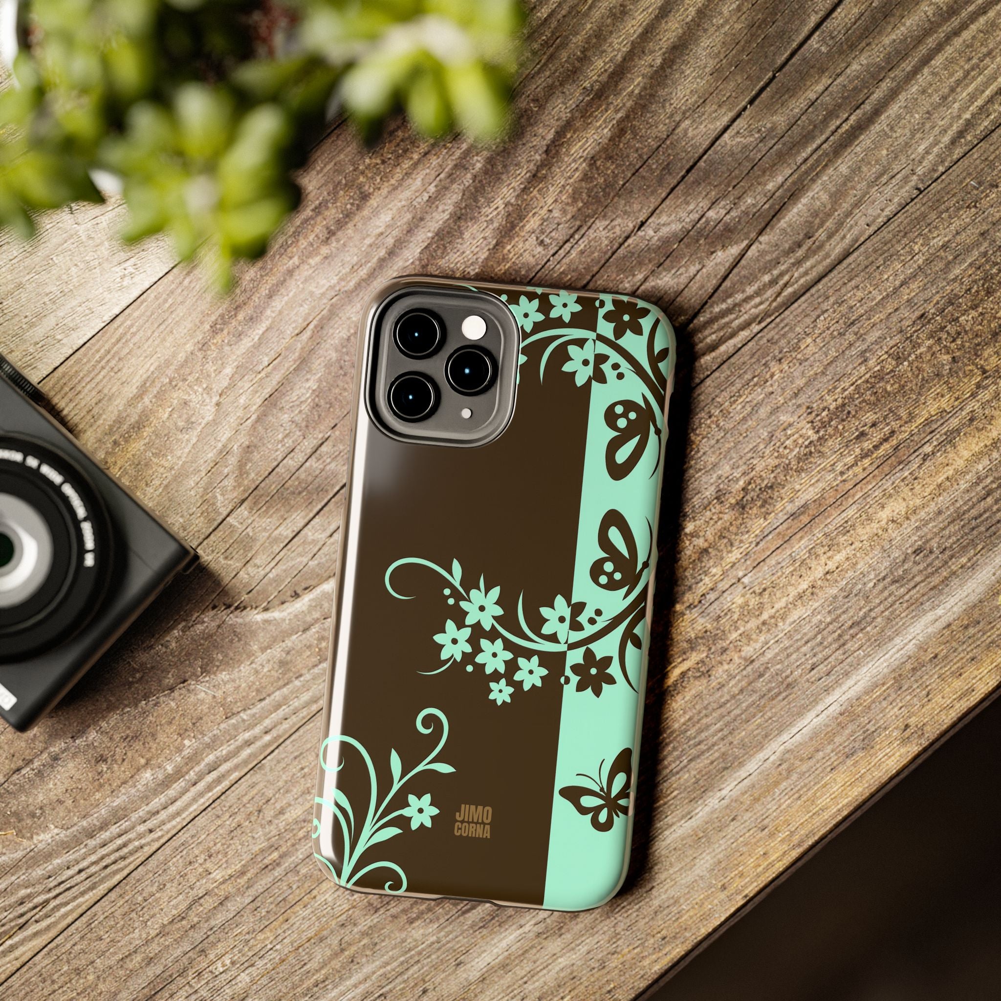 Y2K Floral iPhone Case | Brown and Mint