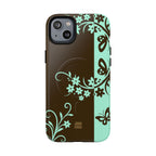 Y2K Floral MagSafe iPhone Case | Brown and Mint