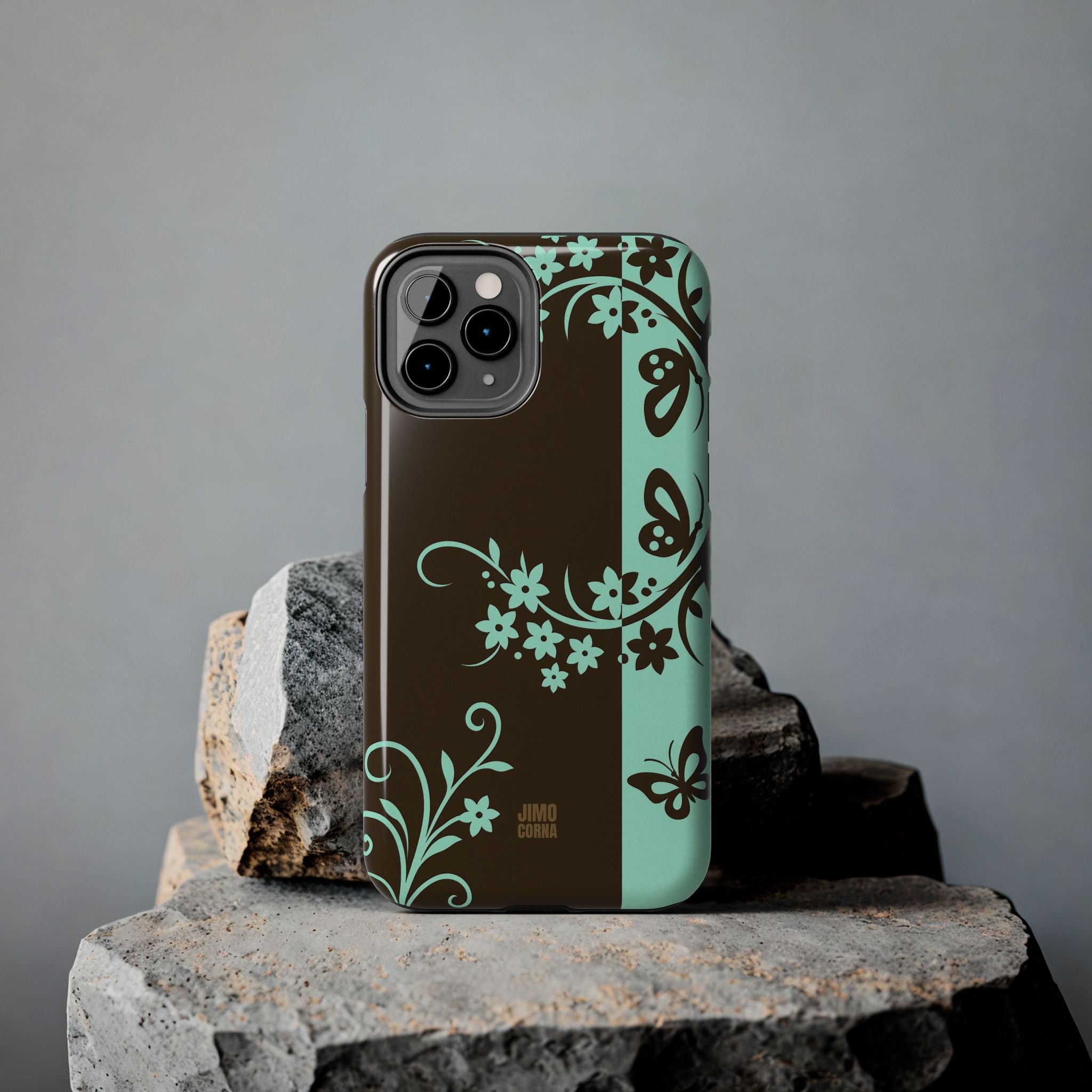 Y2K Floral iPhone Case | Brown and Mint