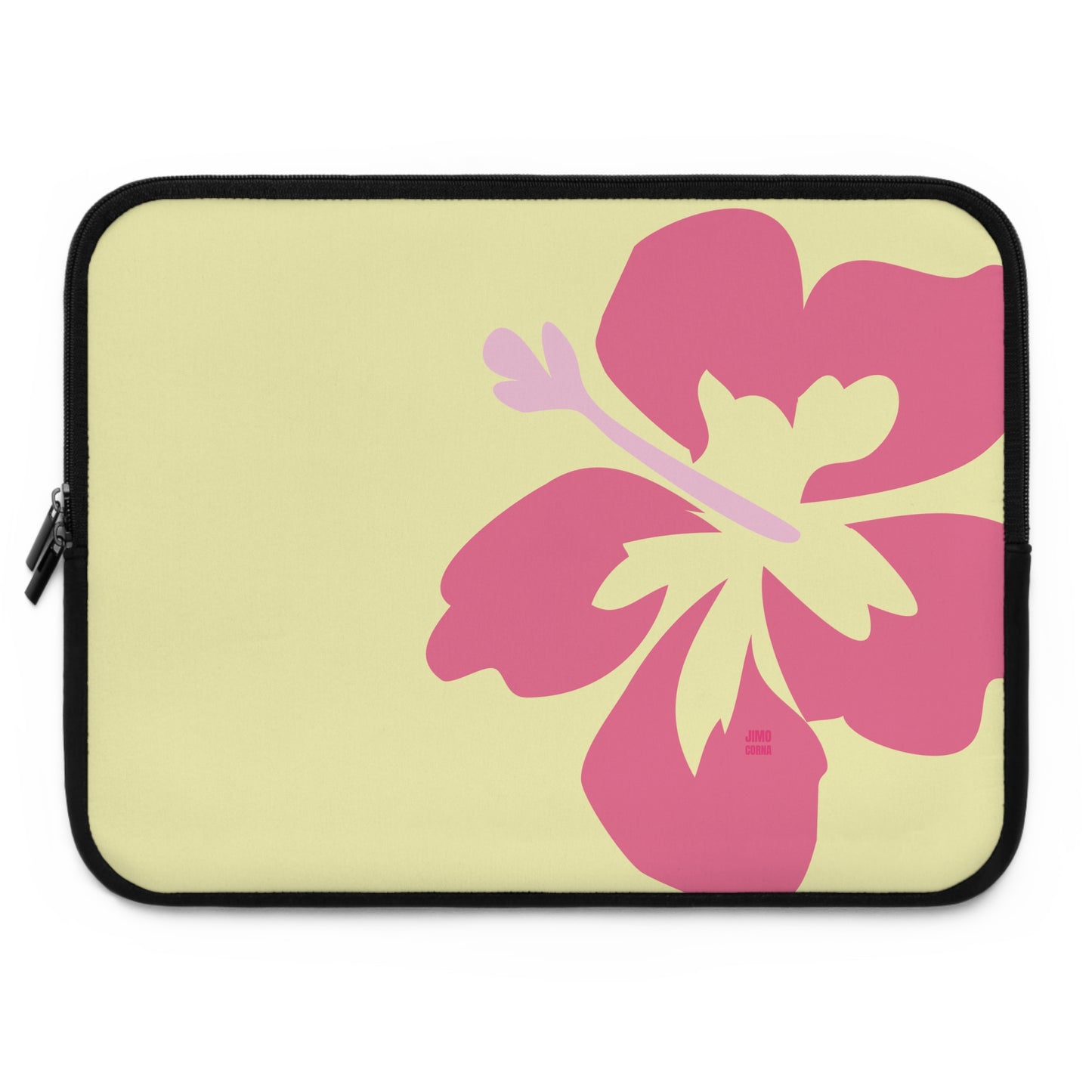 Pink on Yellow Hibiscus Laptop Sleeve