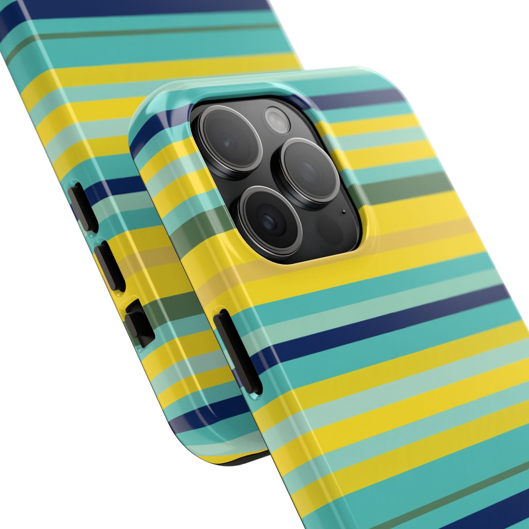 Blue Lemon Stripe iPhone Case