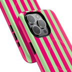 Bold Stripes MagSafe iPhone Case | Lime Green and Pink