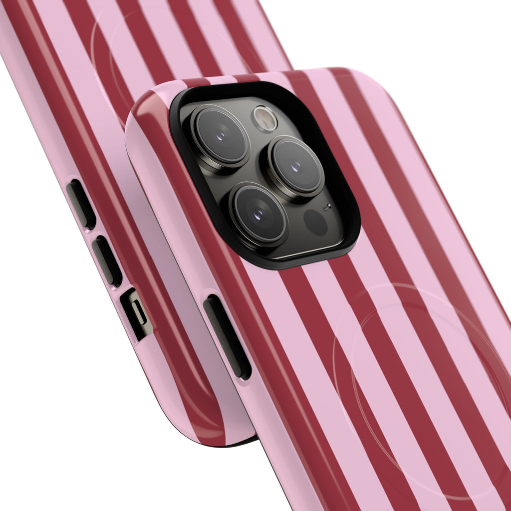 Bold Stripes MagSafe iPhone Case | Pink and Red