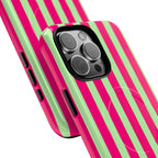 Bold Stripes MagSafe iPhone Case | Lime Green and Pink