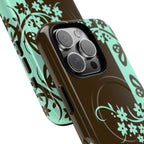 Y2K Floral MagSafe iPhone Case | Brown and Mint