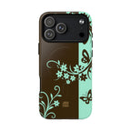 Y2K Floral MagSafe iPhone Case | Brown and Mint