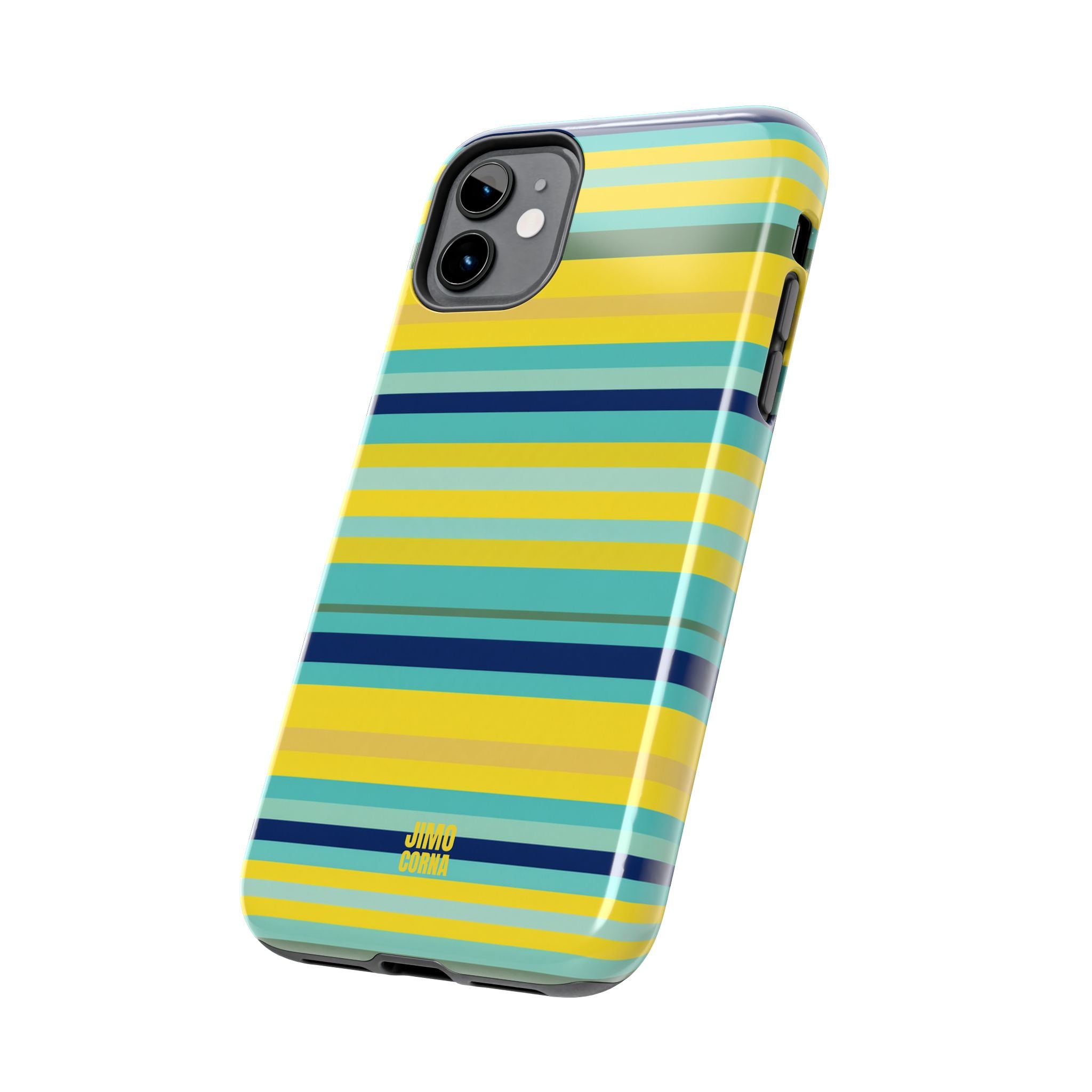 Blue Lemon Stripe iPhone Case