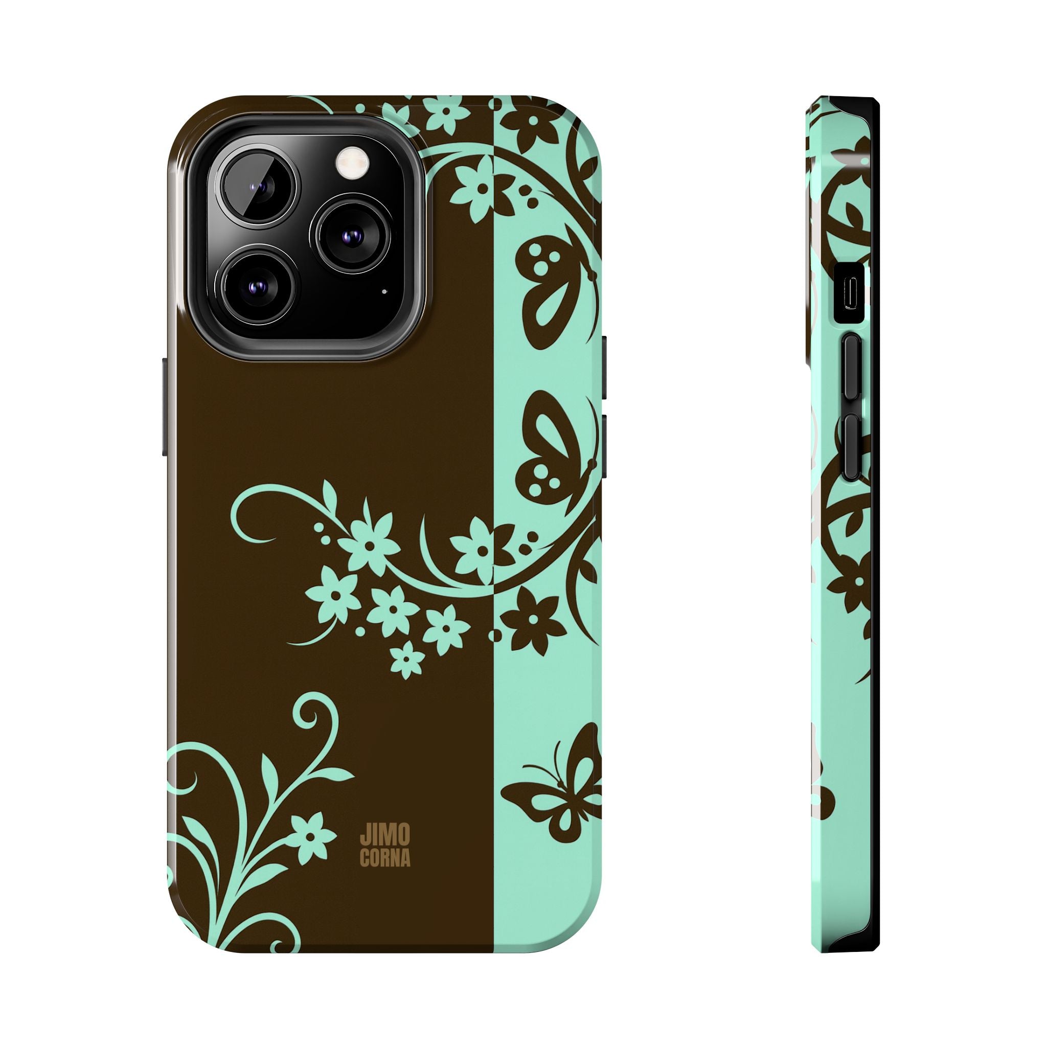 Y2K Floral iPhone Case | Brown and Mint