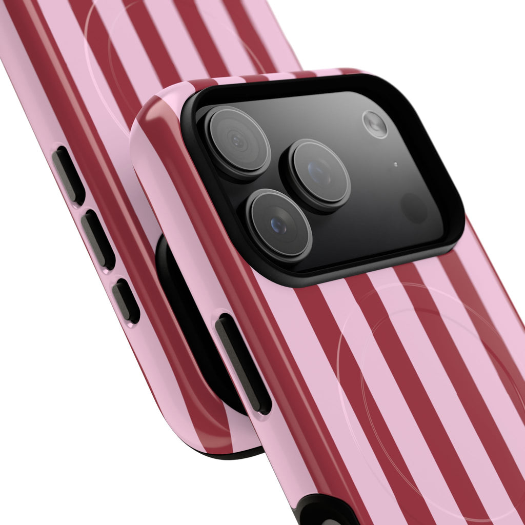 Bold Stripes MagSafe iPhone Case | Pink and Red