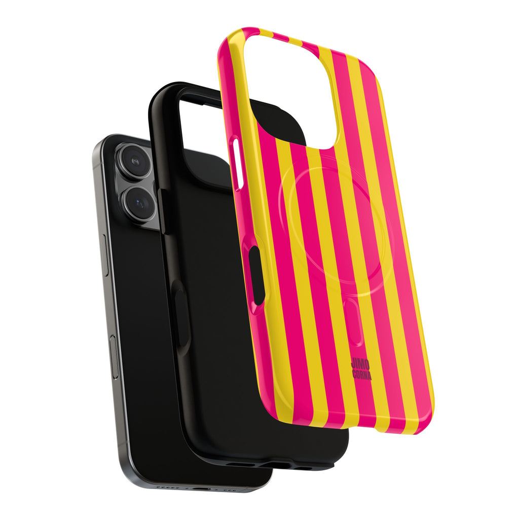Bold Stripes MagSafe iPhone Case | Pink and Yellow