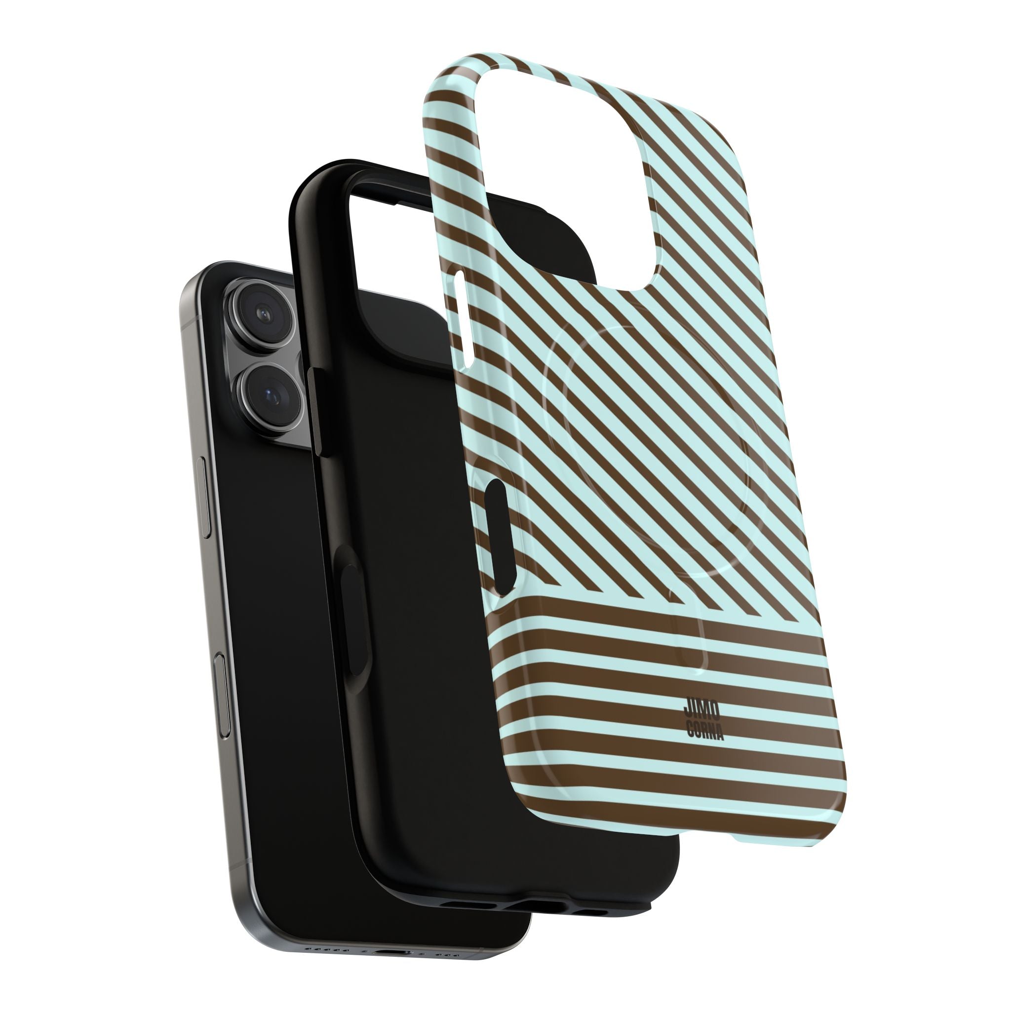 Asymmetrical Lines MagSafe iPhone Case | Blue and Brown