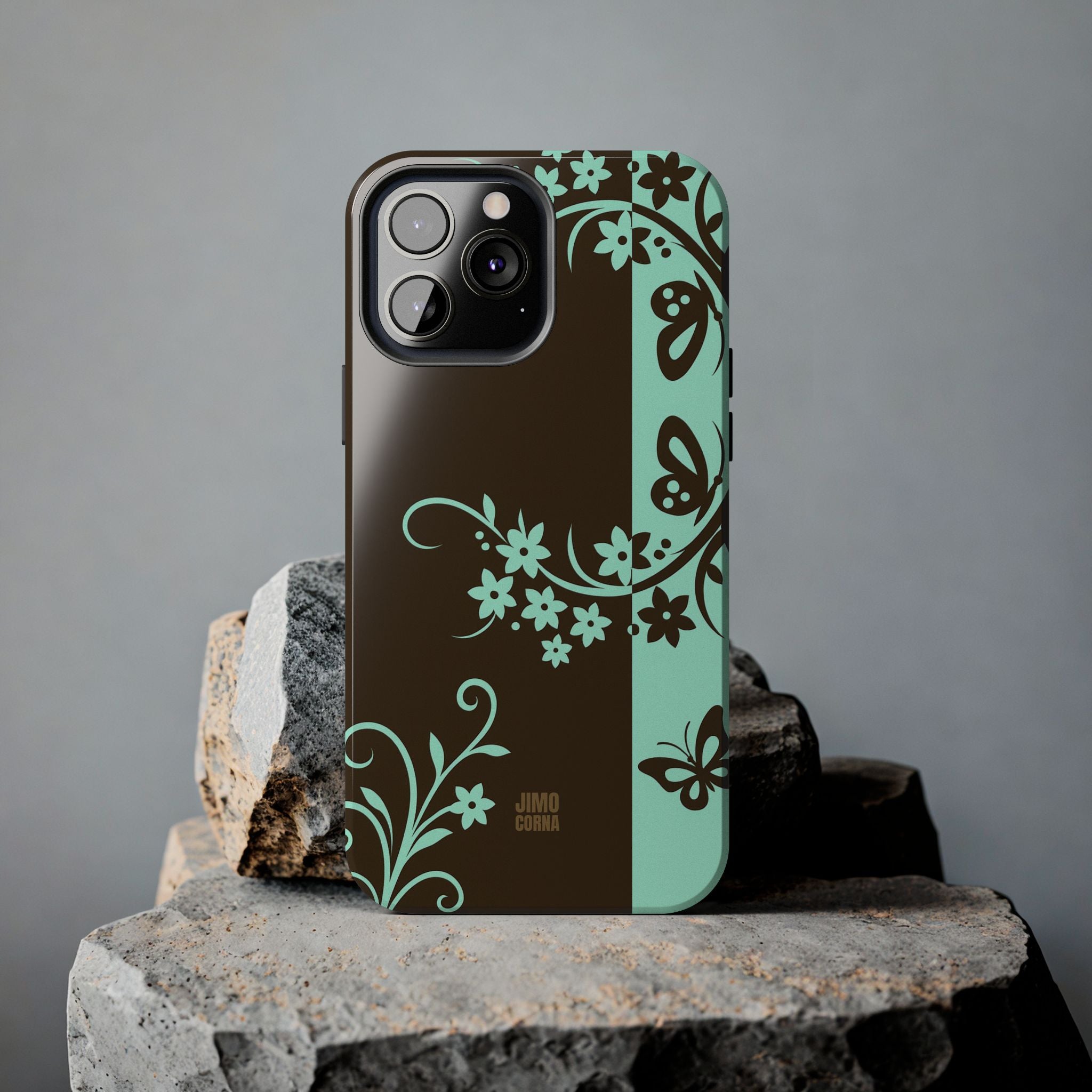 Y2K Floral iPhone Case | Brown and Mint