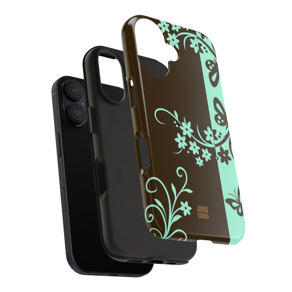 Y2K Floral iPhone Case | Brown and Mint