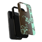Y2K Floral iPhone Case | Brown and Mint