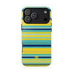 Blue Lemon Stripe MagSafe iPhone Case