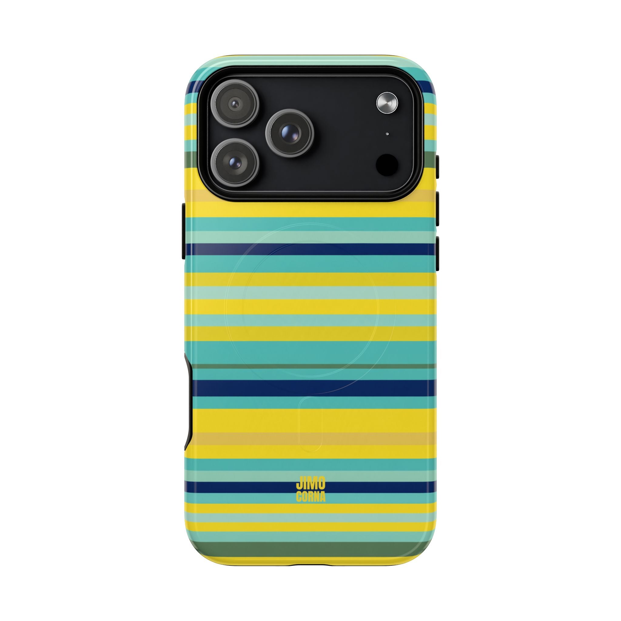 Blue Lemon Stripe MagSafe iPhone Case