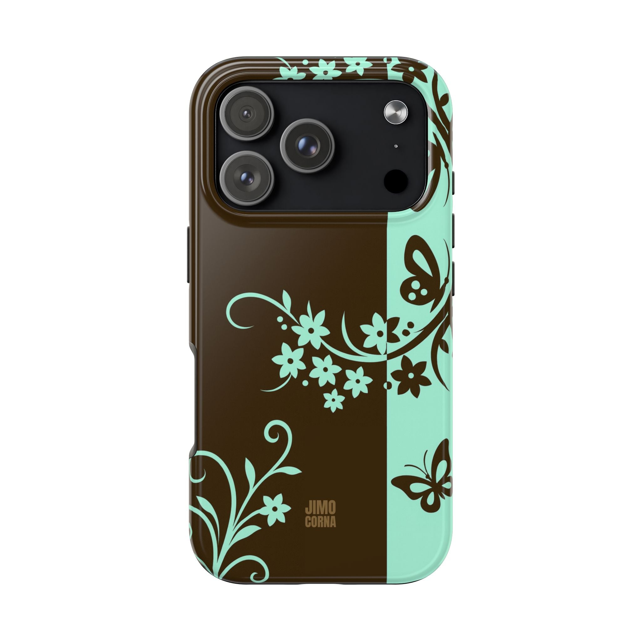 Y2K Floral iPhone Case | Brown and Mint