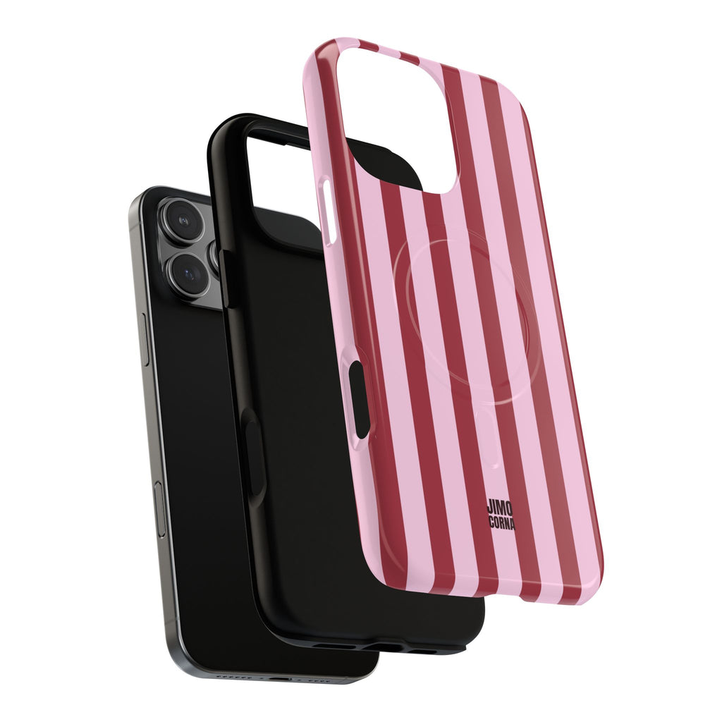 Bold Stripes MagSafe iPhone Case | Pink and Red