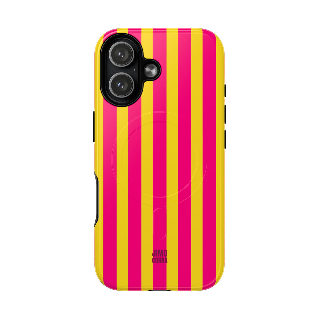 Bold Stripes MagSafe iPhone Case | Pink and Yellow