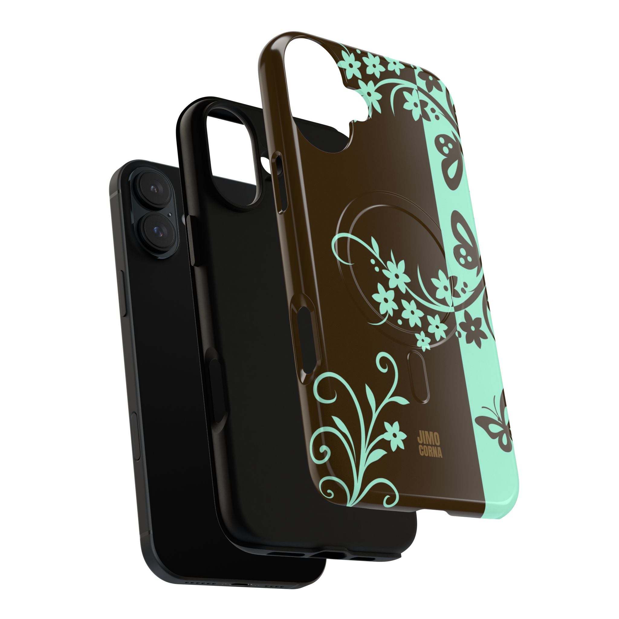 Y2K Floral MagSafe iPhone Case | Brown and Mint