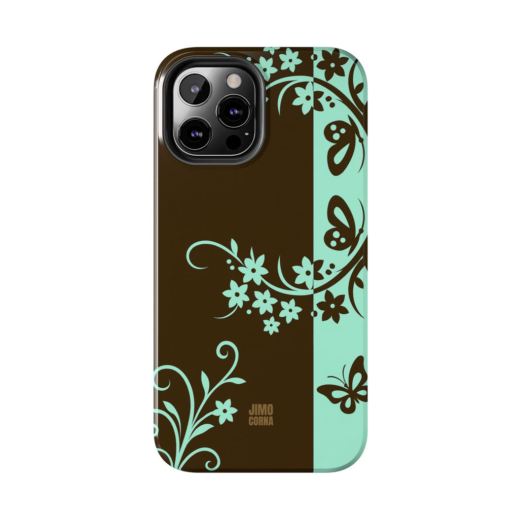 Y2K Floral iPhone Case | Brown and Mint