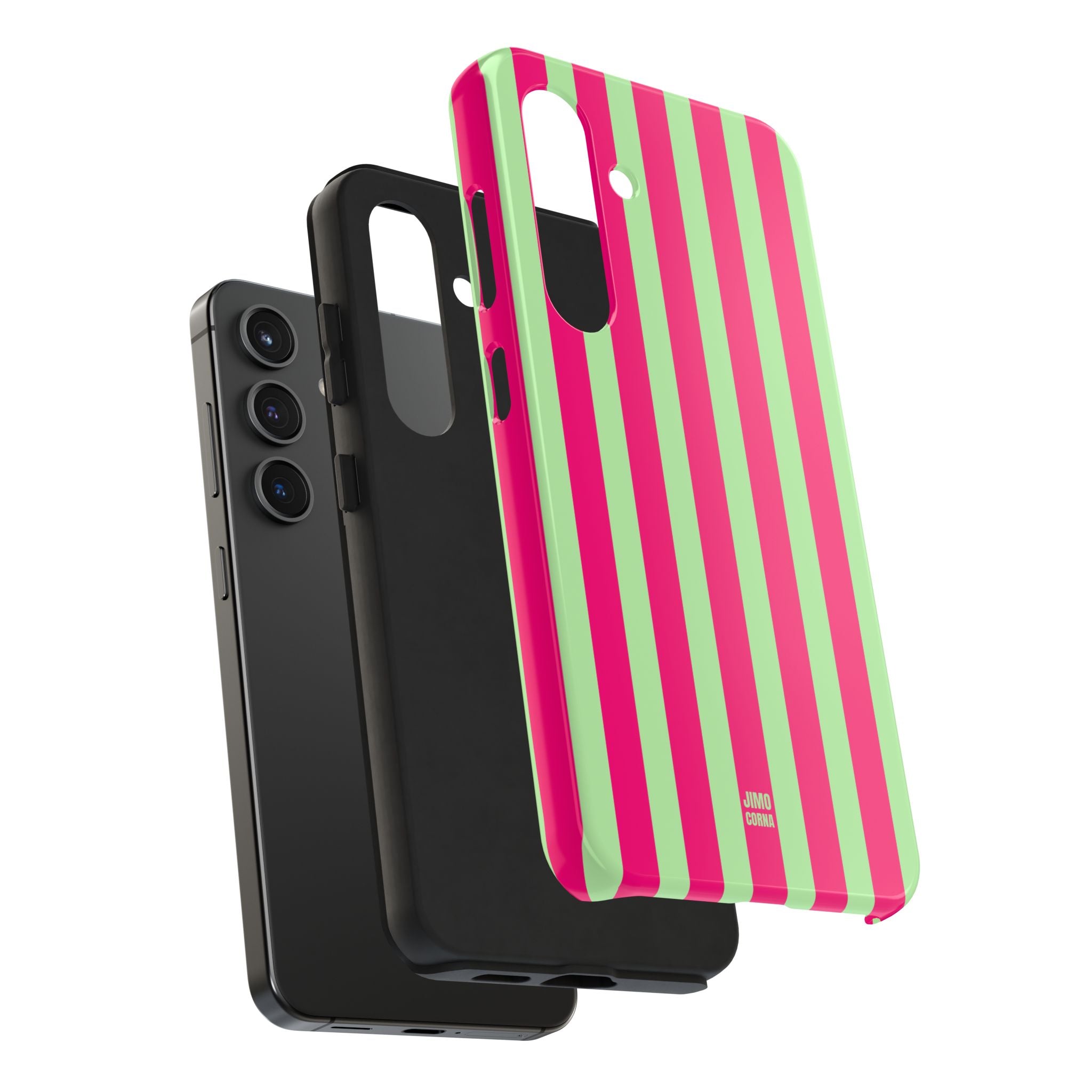 Bold Stripes Samsung Galaxy Case | Lime Green and Pink