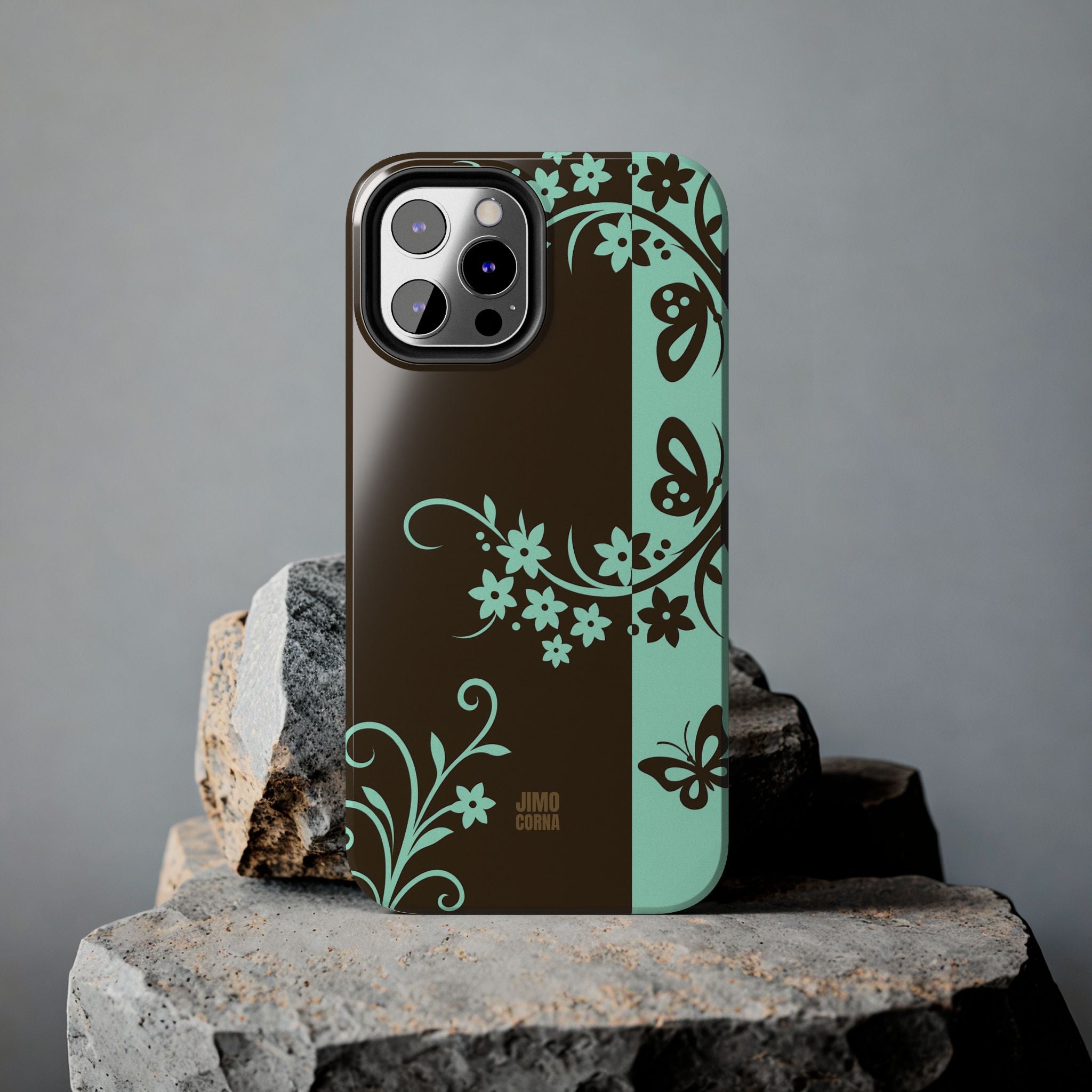 Y2K Floral iPhone Case | Brown and Mint