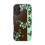 Y2K Floral iPhone Case | Brown and Mint