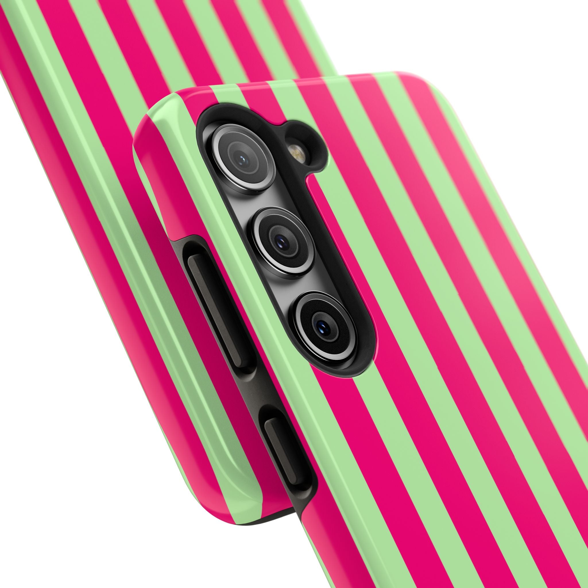 Bold Stripes Samsung Galaxy Case | Lime Green and Pink
