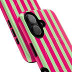 Bold Stripes MagSafe iPhone Case | Lime Green and Pink