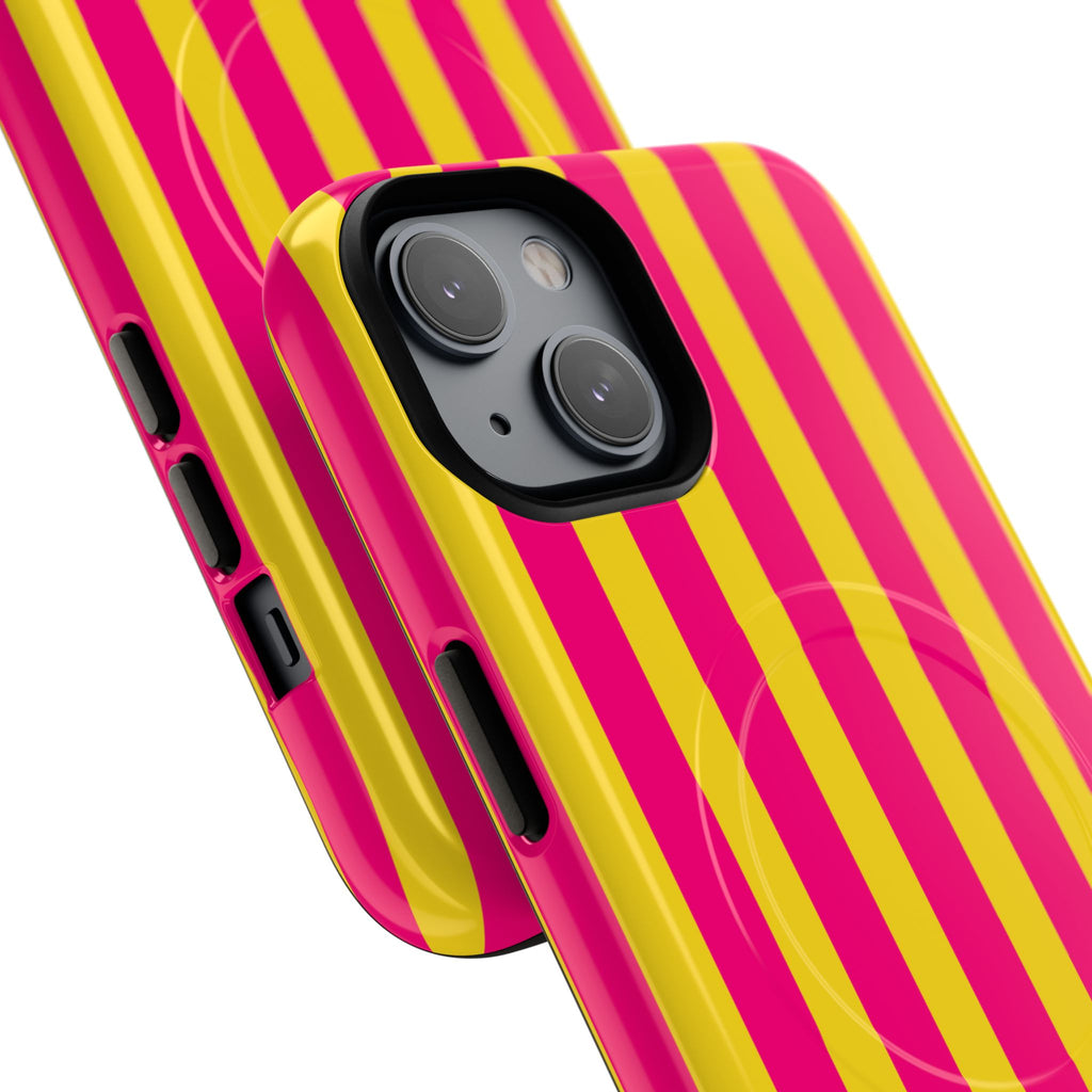 Bold Stripes MagSafe iPhone Case | Pink and Yellow