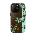 Y2K Floral MagSafe iPhone Case | Brown and Mint