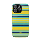 Blue Lemon Stripe MagSafe iPhone Case