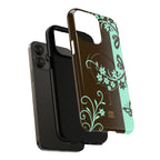 Y2K Floral MagSafe iPhone Case | Brown and Mint