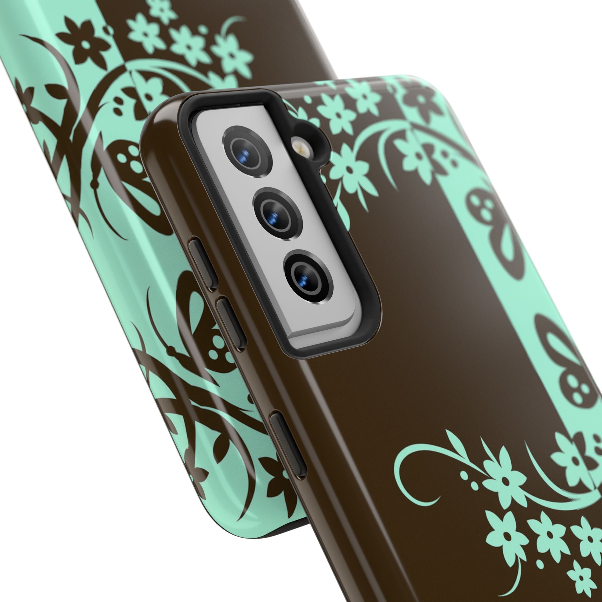 Y2K Floral iPhone Case | Brown and Mint