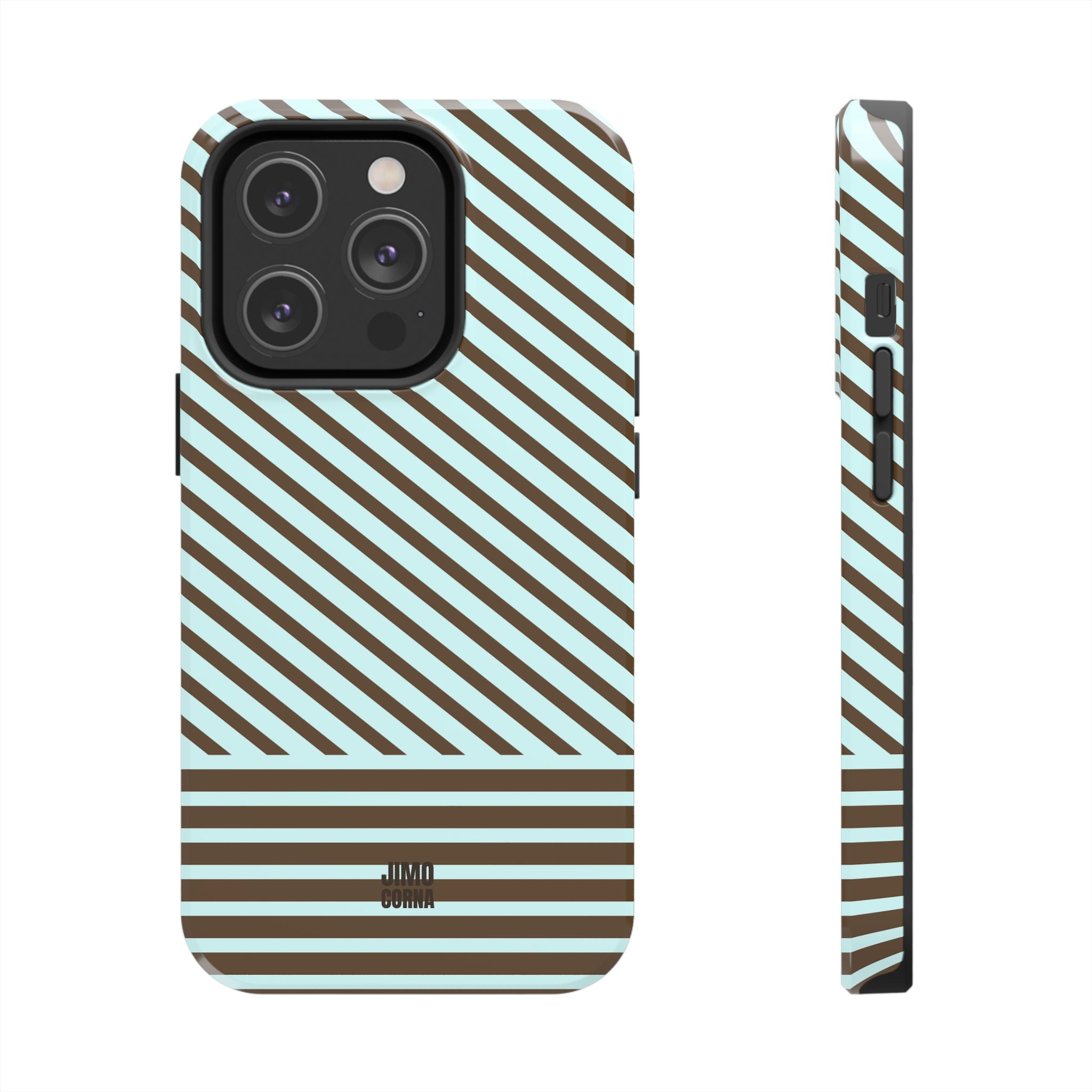 Asymmetrical Lines iPhone Case | Blue and Brown
