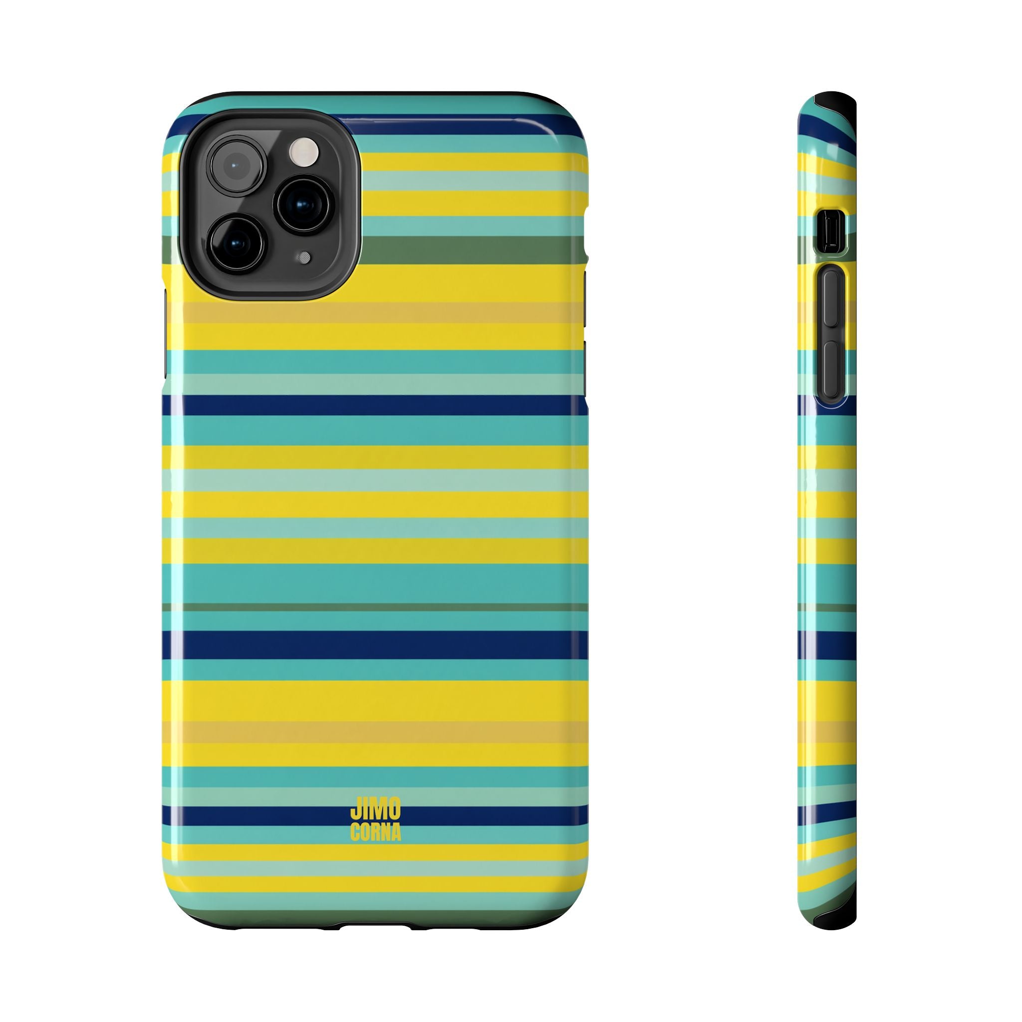 Blue Lemon Stripe iPhone Case