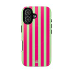 Bold Stripes MagSafe iPhone Case | Lime Green and Pink