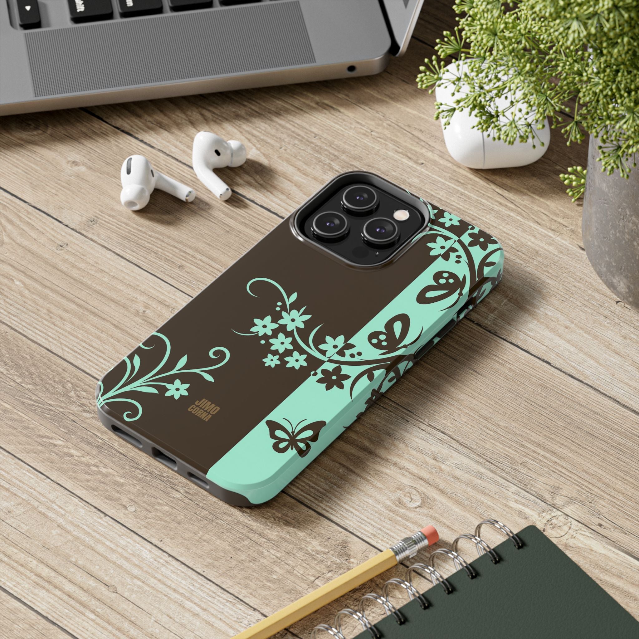 Y2K Floral iPhone Case | Brown and Mint