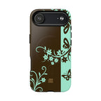 Y2K Floral MagSafe iPhone Case | Brown and Mint