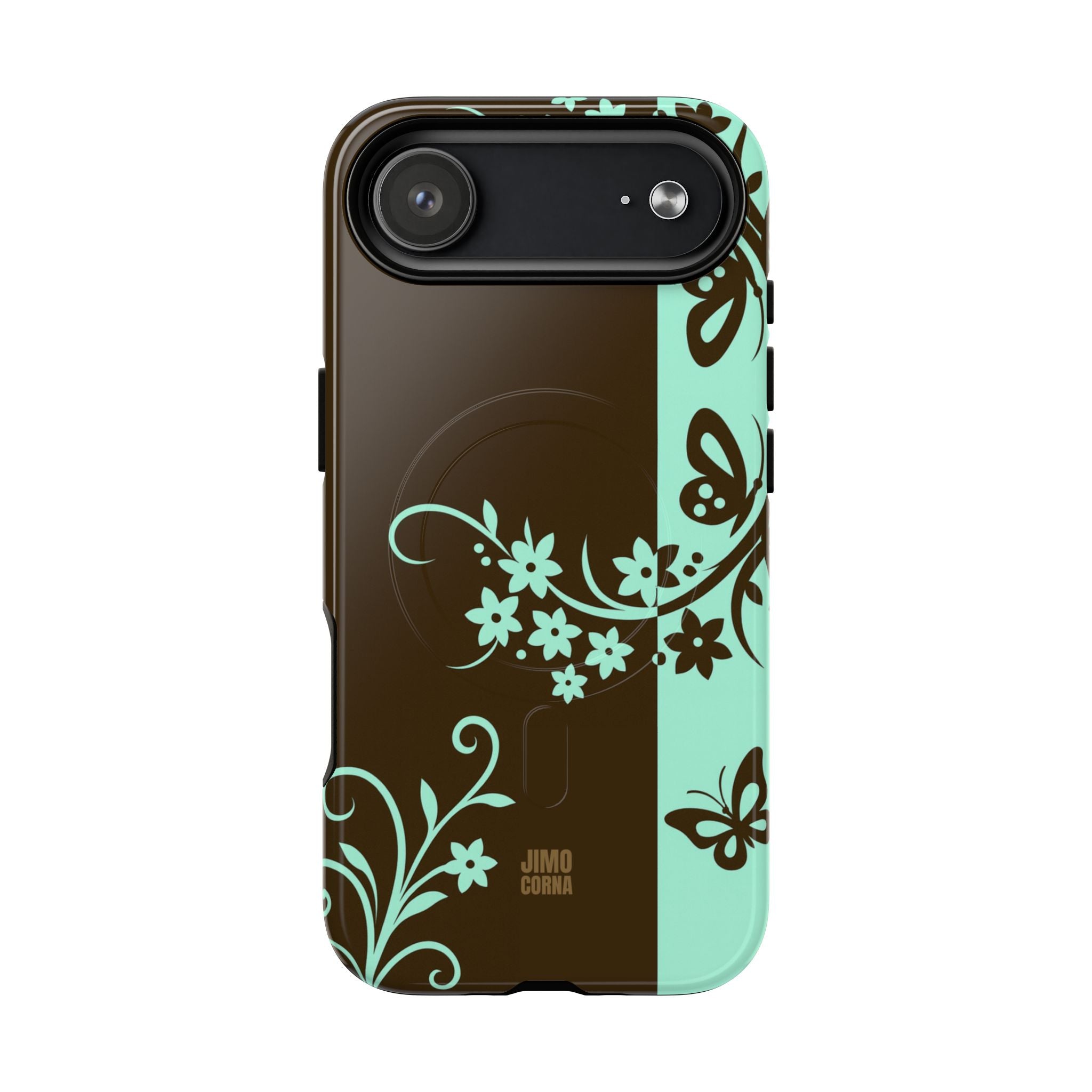 Y2K Floral MagSafe iPhone Case | Brown and Mint