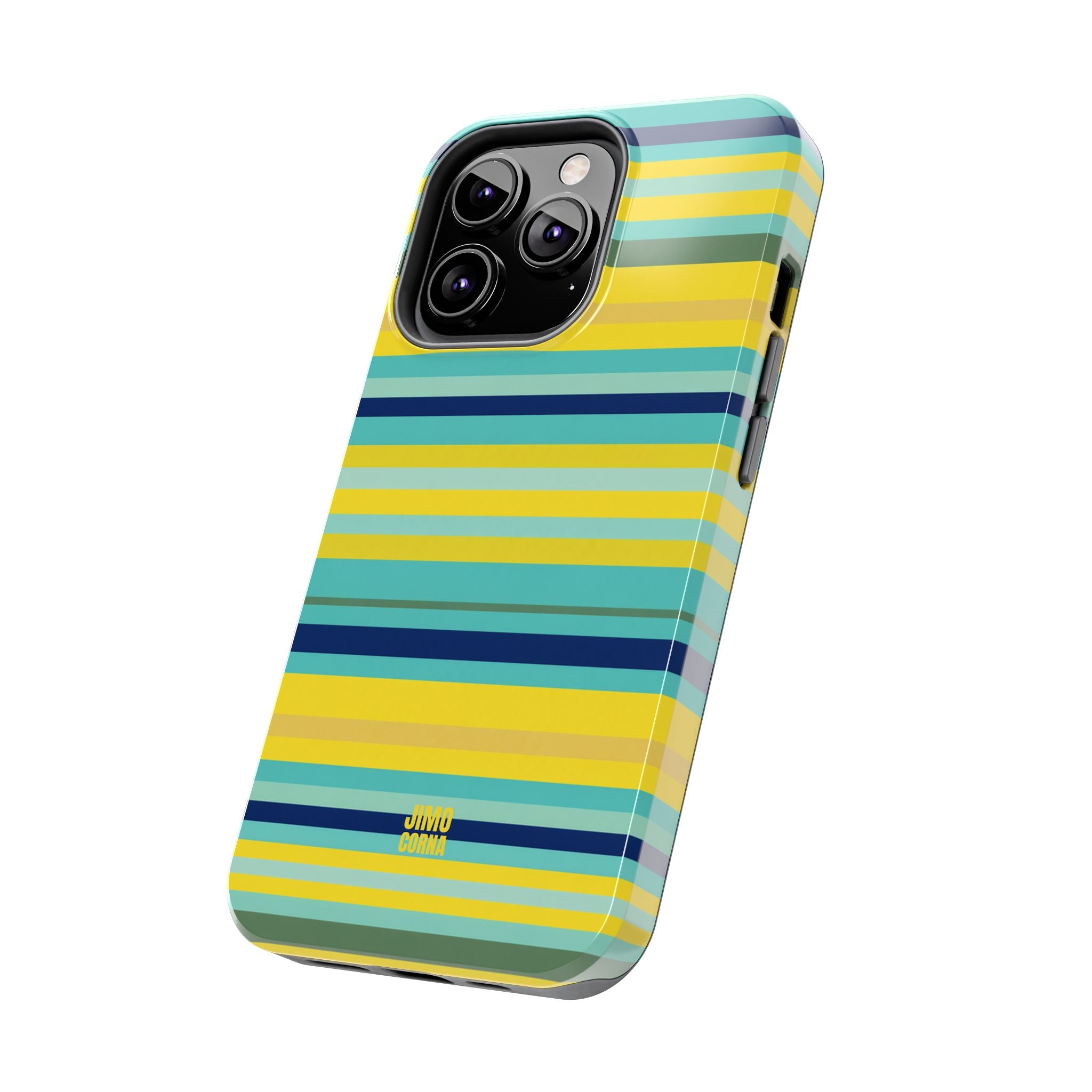 Blue Lemon Stripe iPhone Case