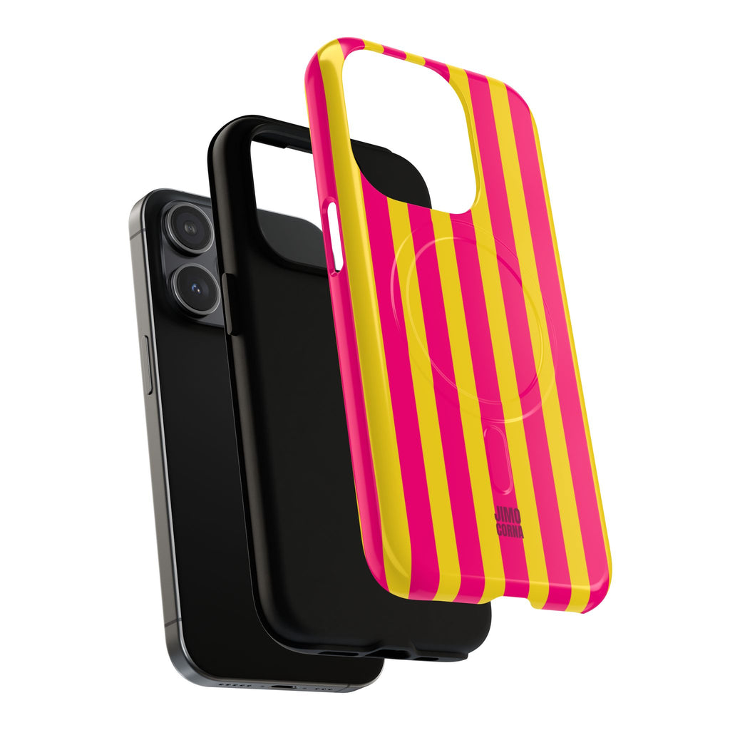 Bold Stripes MagSafe iPhone Case | Pink and Yellow