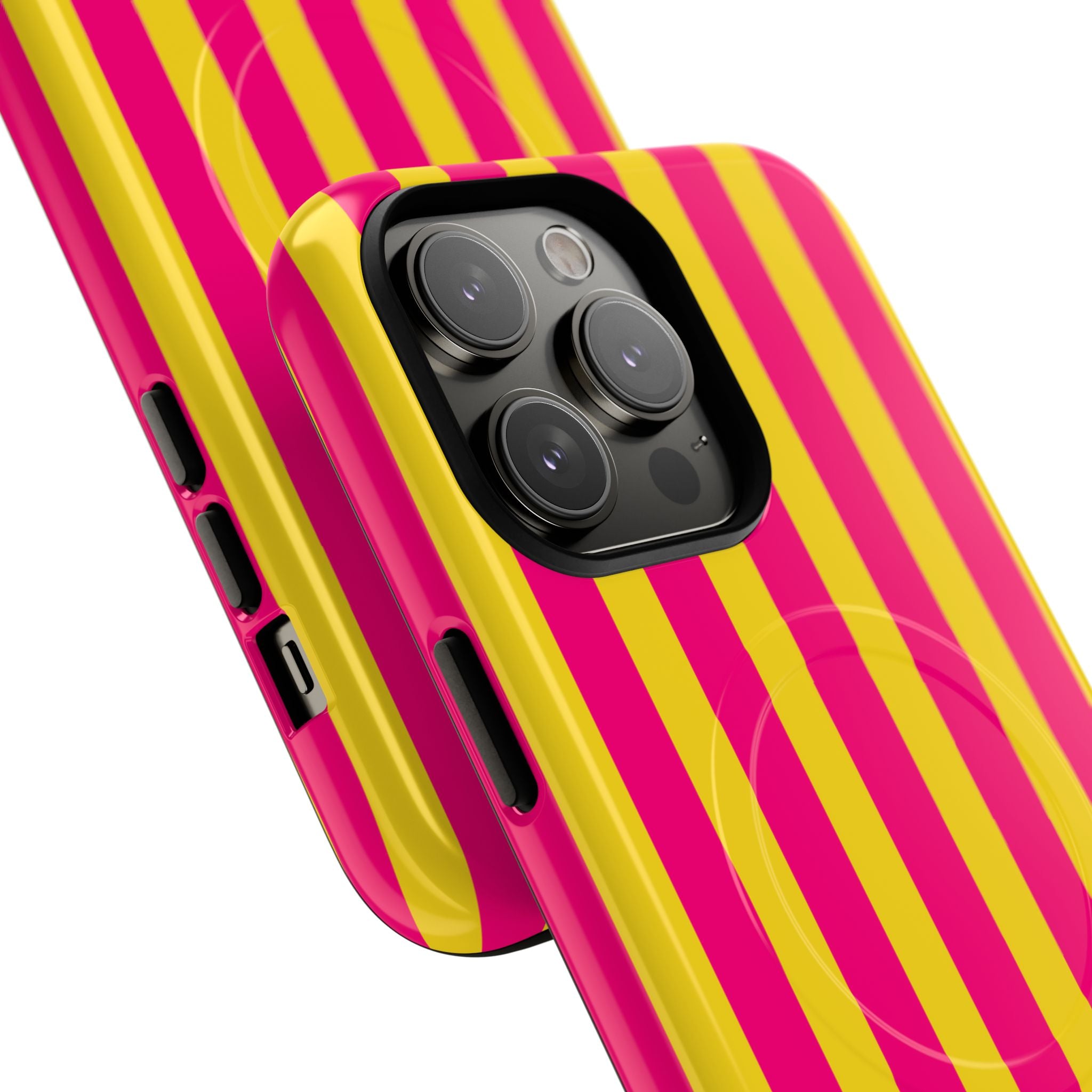 Bold Stripes MagSafe iPhone Case | Pink and Yellow