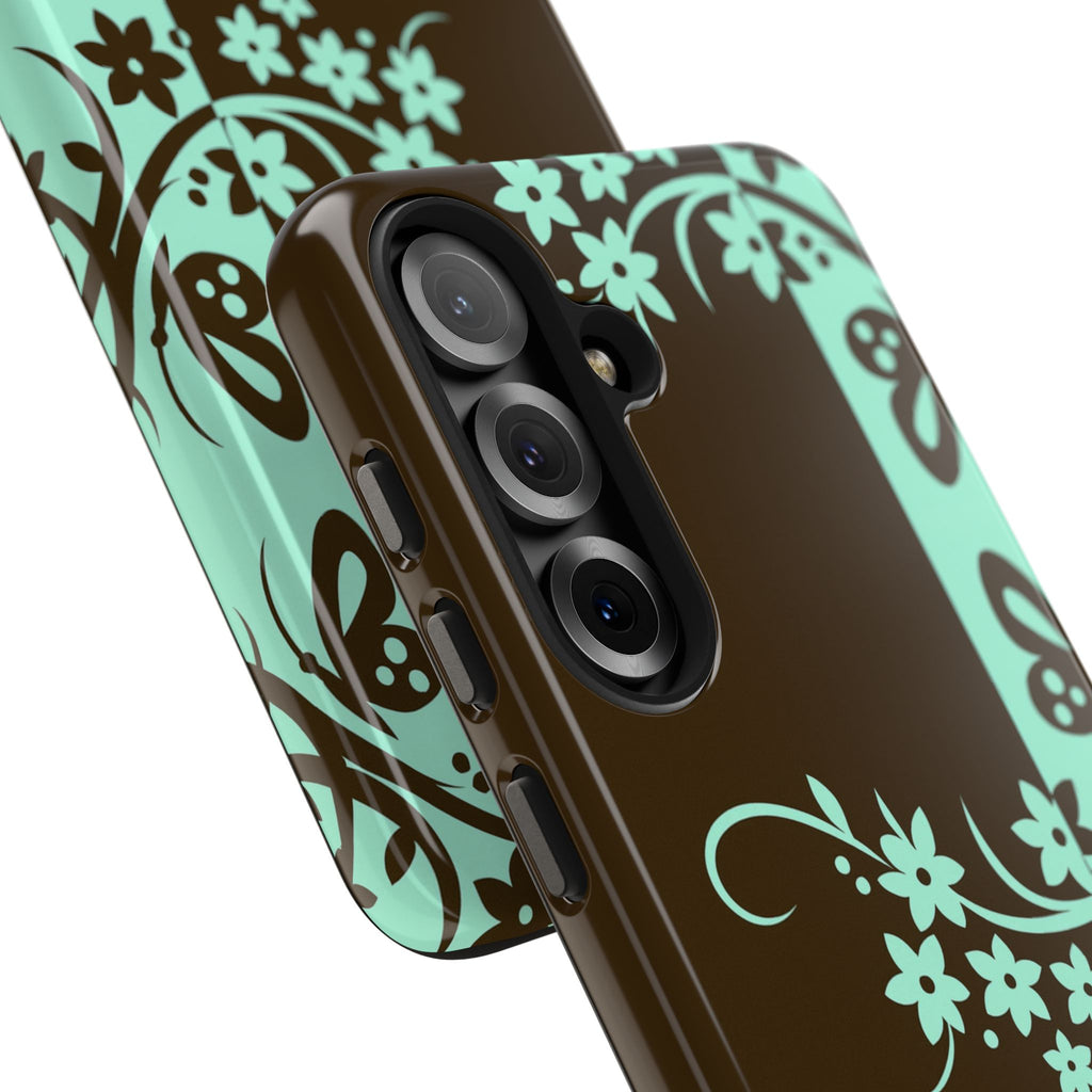 Y2K Floral Samsung Galaxy Case | Brown and Mint