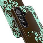 Y2K Floral Samsung Galaxy Case | Brown and Mint